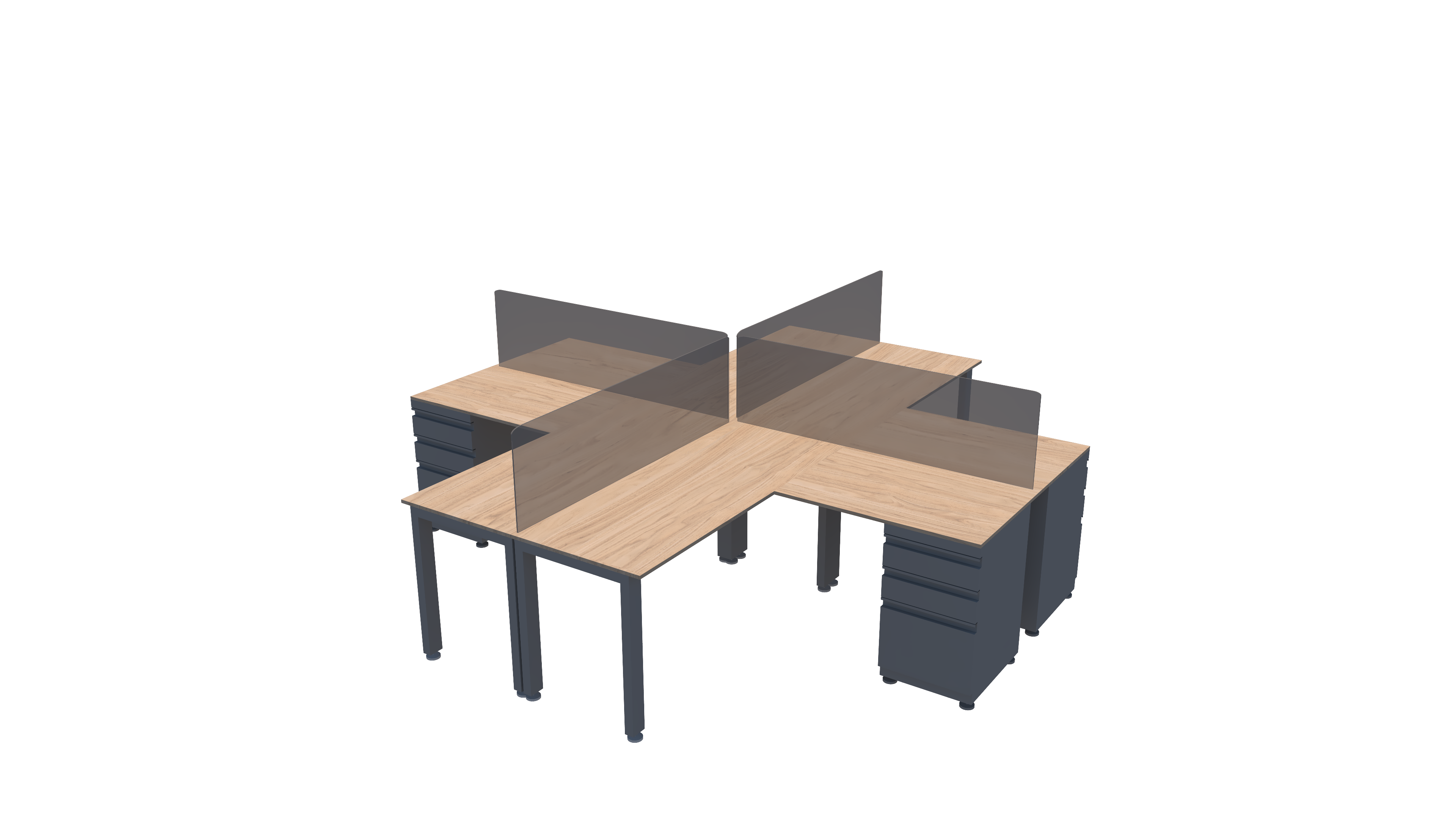 isla 4 puestos con archivador